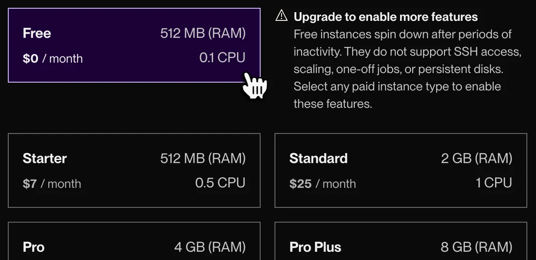 Visual for this record: Render's free web services sleep after 15 idle minutes